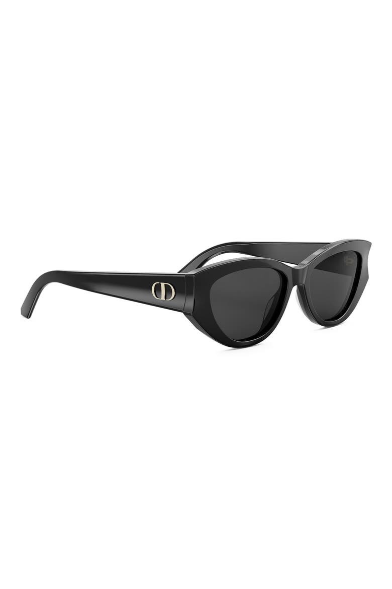 'DiorGlow B1I 53mm Cat Eye Sunglasses, Alternate, color, SHINY BLACK / SMOKE