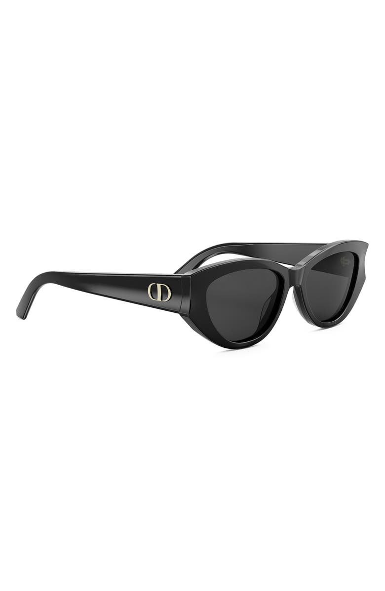 DIOR 'DiorGlow B1I 53mm Cat Eye Sunglasses, Alternate, color, Shiny Black / Smoke