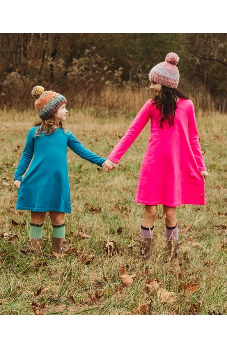 CITY THREADS Girl's Soft 100% Cotton Baby Rib Long Sleeve Dress, Alternate, color, Bubblegum