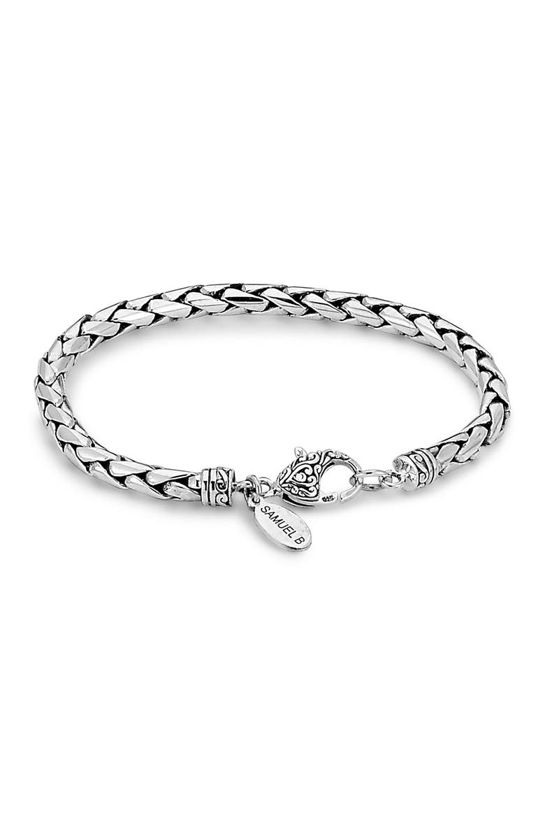 SAMUEL B. Sterling Silver Interlocking Chain Bracelet, Main, color, 