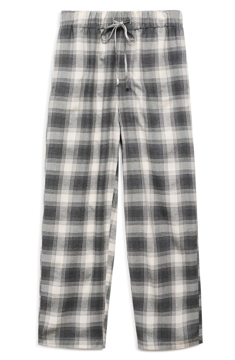 MANGO Plaid Flannel Pajama Pants, Alternate, color, Grey