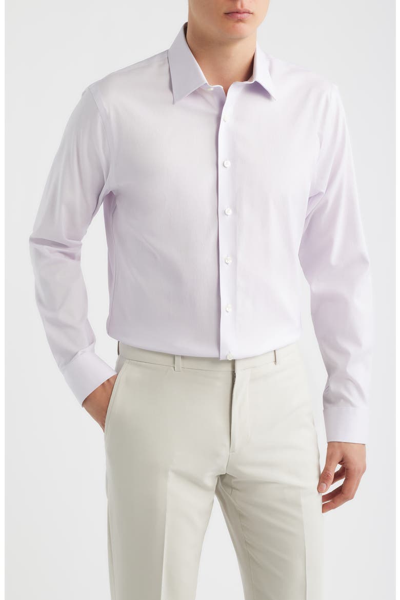 Trim Fit Premium Performance Dress Shirt, Main, color, PURPLE RIVERTON DOBBY