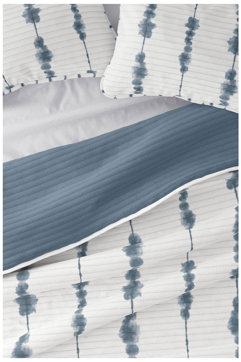 All Season Shibori 3-Piece Down Alternative Reversible Quilt Set, Alternate, color, NAVY
