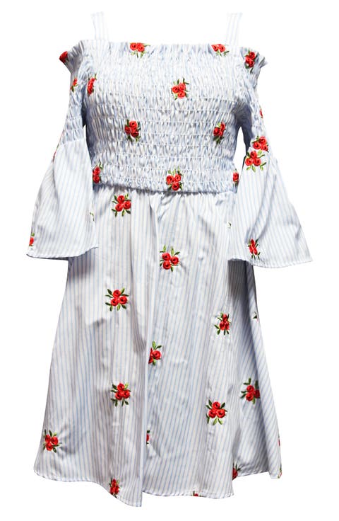 Kids' Embroidered Smocked Bell Sleeve Dress (Big Girl)