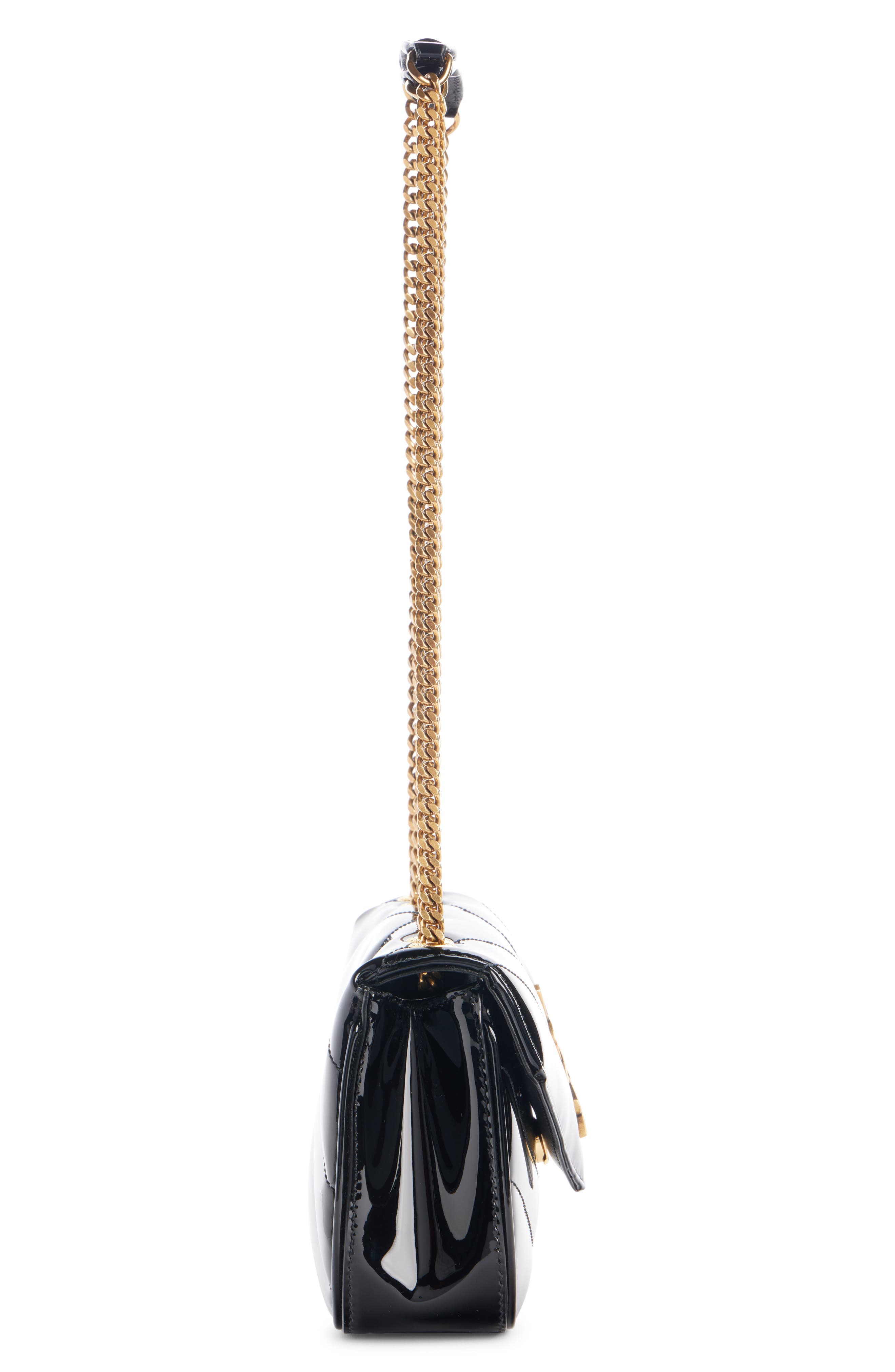 Mini LouLou Quilted Patent Leather Bag, Alternate, color, NOIR
