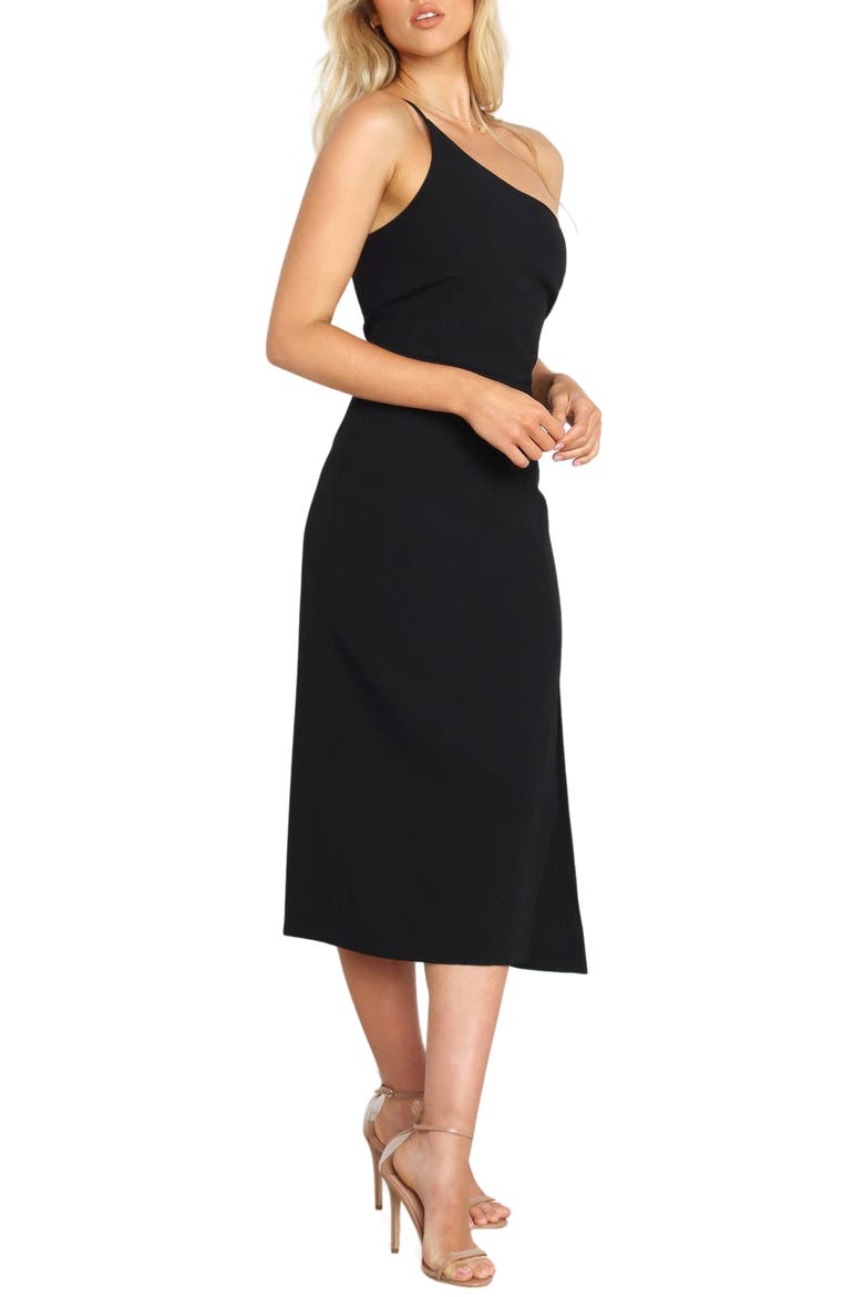 Xiomar One-Shoulder Midi Dress, Alternate, color, BLACK