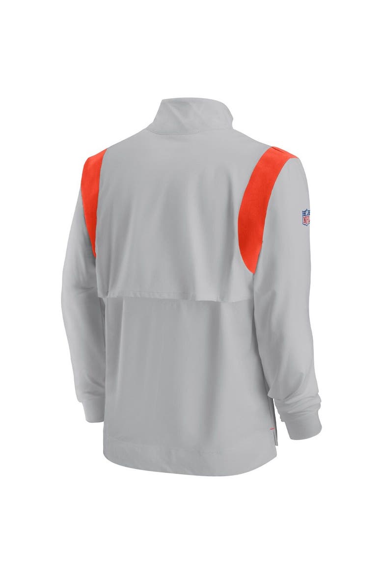 Men's Nike Gray Cleveland Browns Sideline Coach Chevron Lockup Quarter-Zip Long Sleeve Top, Alternate, color, Gray