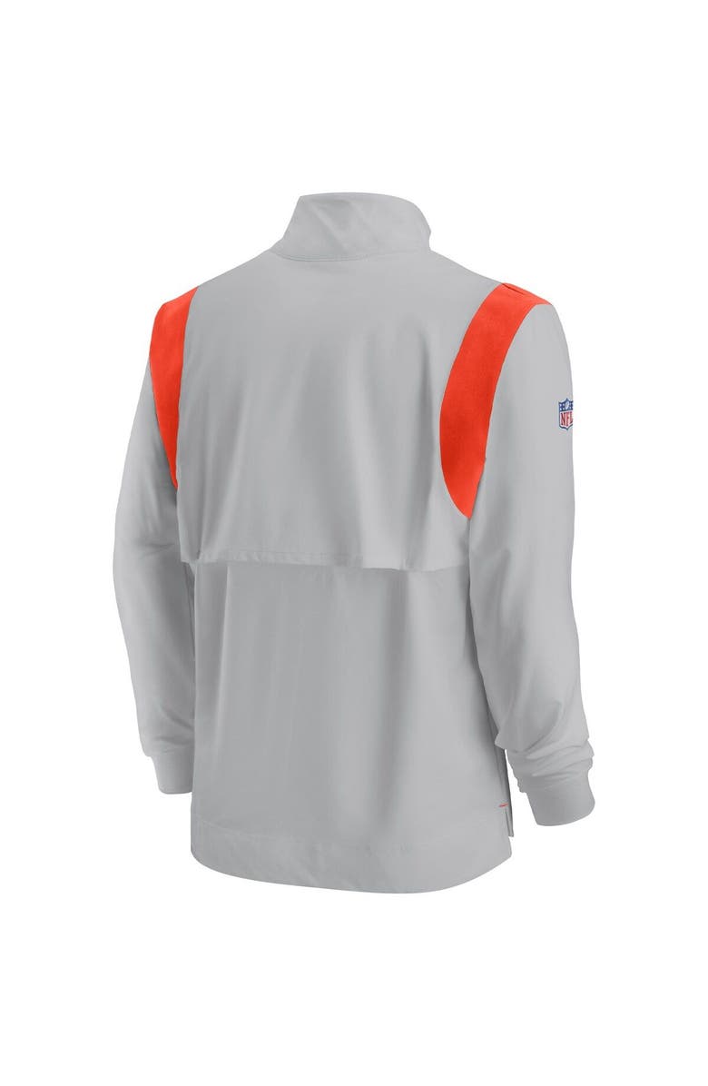 Nike Men's Nike Gray Cleveland Browns Sideline Coach Chevron Lockup Quarter-Zip Long Sleeve Top, Alternate, color, Gray