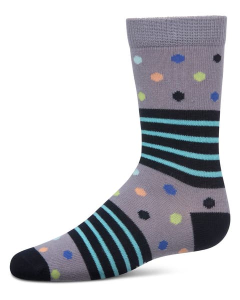 Stripe Dot Combo Crew Sock (Big Kid)