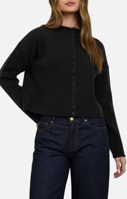 Blu Pepper Raw Edge Mock Neck Cardigan