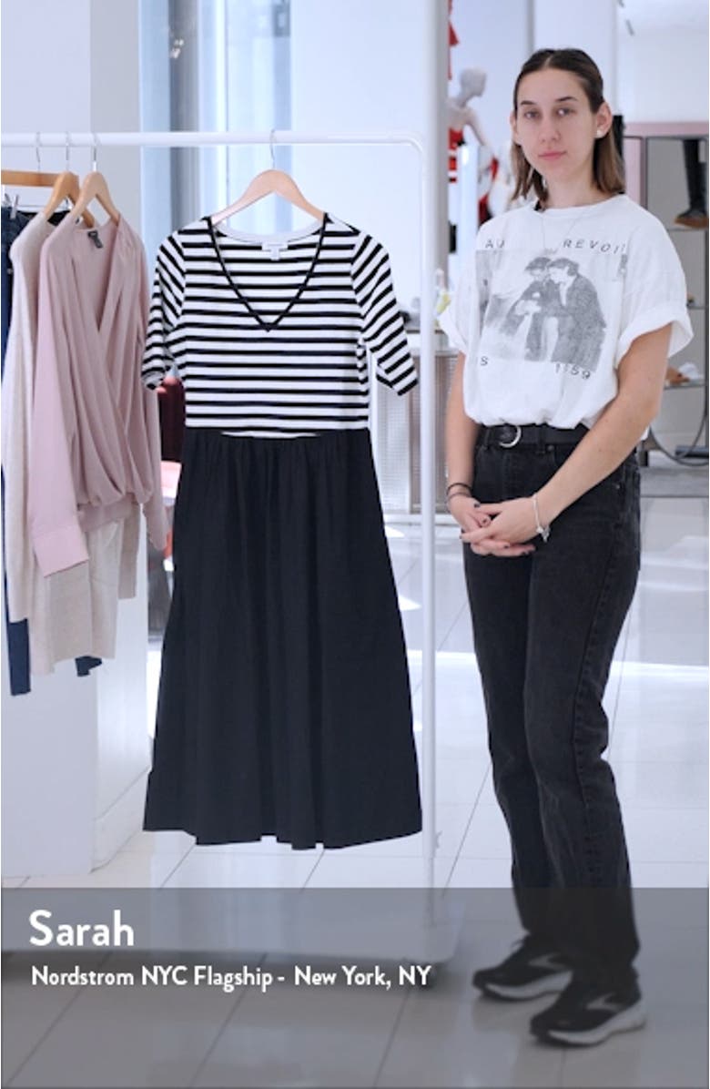 Mixed Media V-Neck Midi Dress, sales video thumbnail