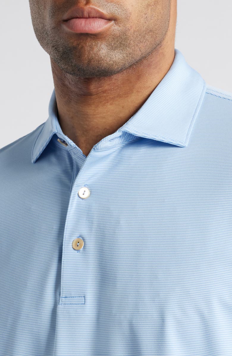 Peter Millar Jubilee Stripe Long-Sleeve Performance Jersey Polo, Alternate, color, Blue Fade