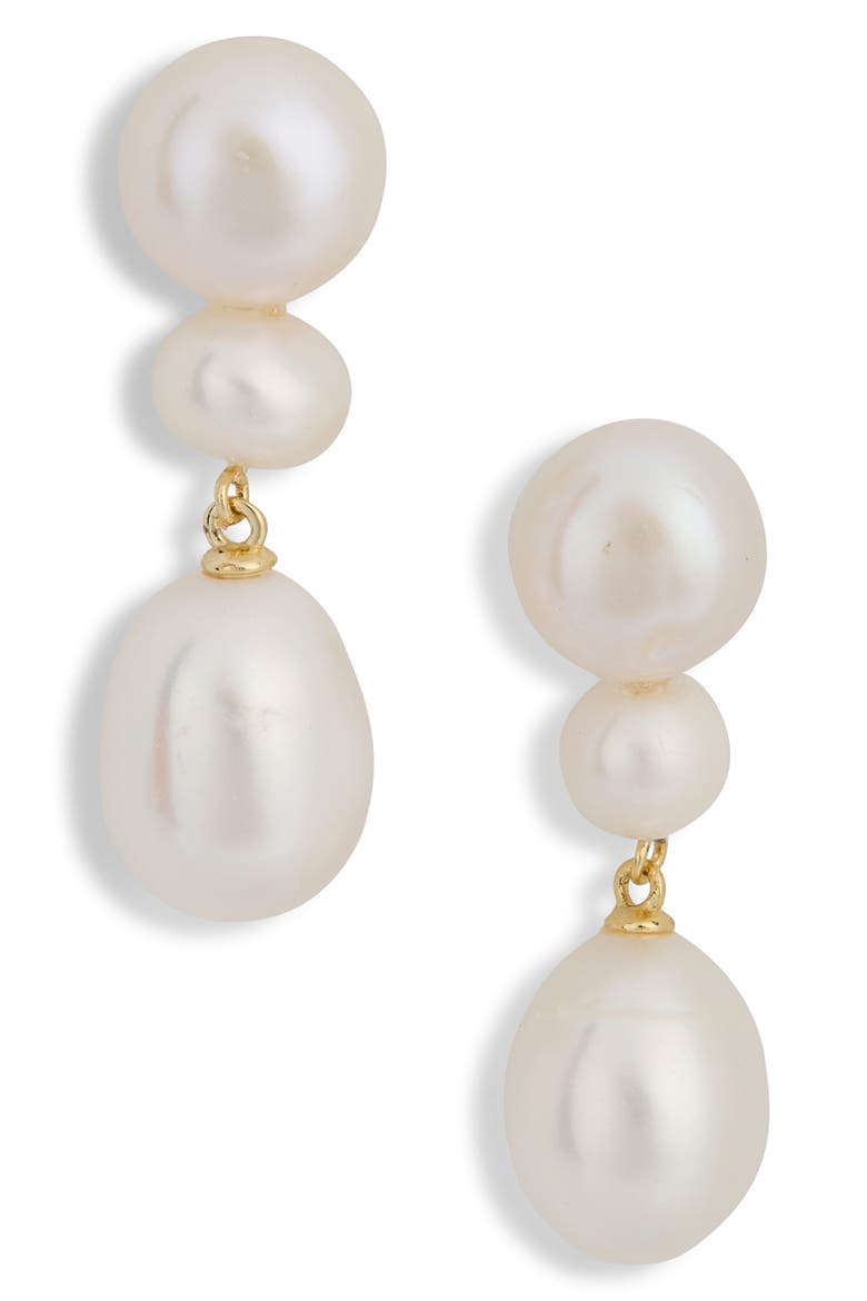Bianca Drop Earrings, Main, color, GOLD/ PEARL