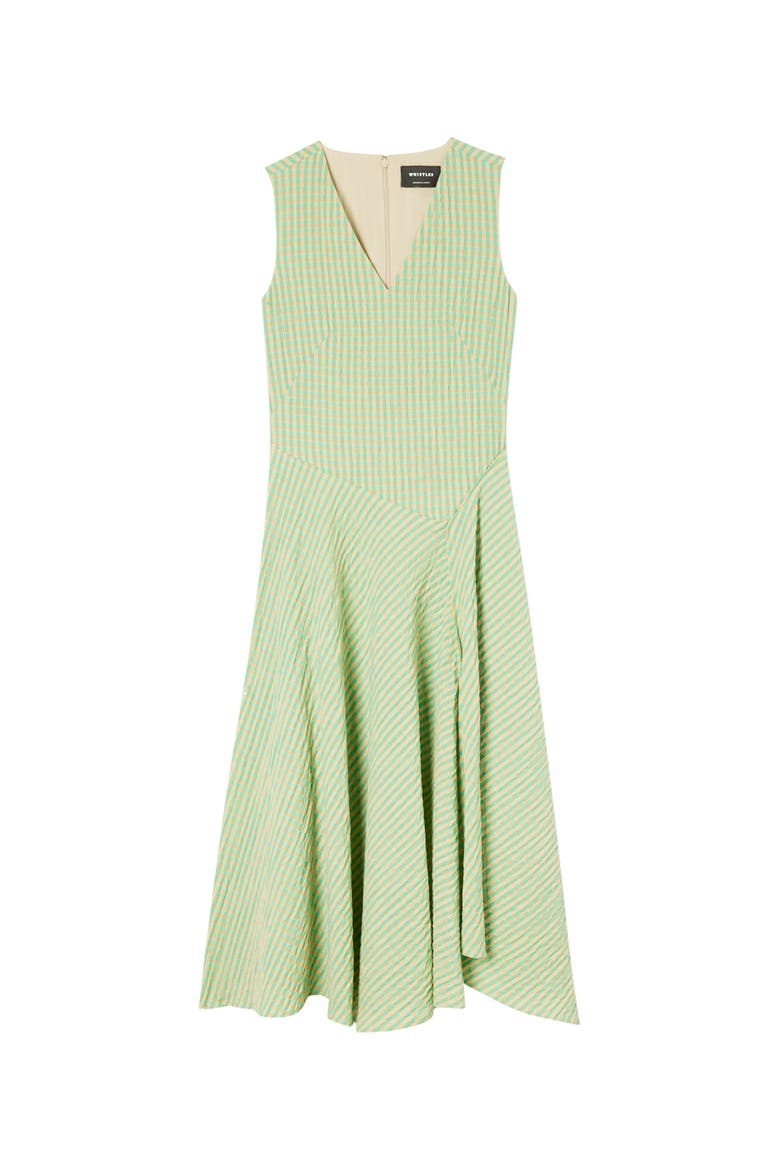 Checked V-Neck Asymmetric Dress, Alternate, color, Green/Multi
