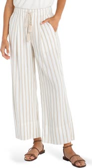 Liverpool Los Angeles Stripe Pull-On Crop Wide Leg Pants