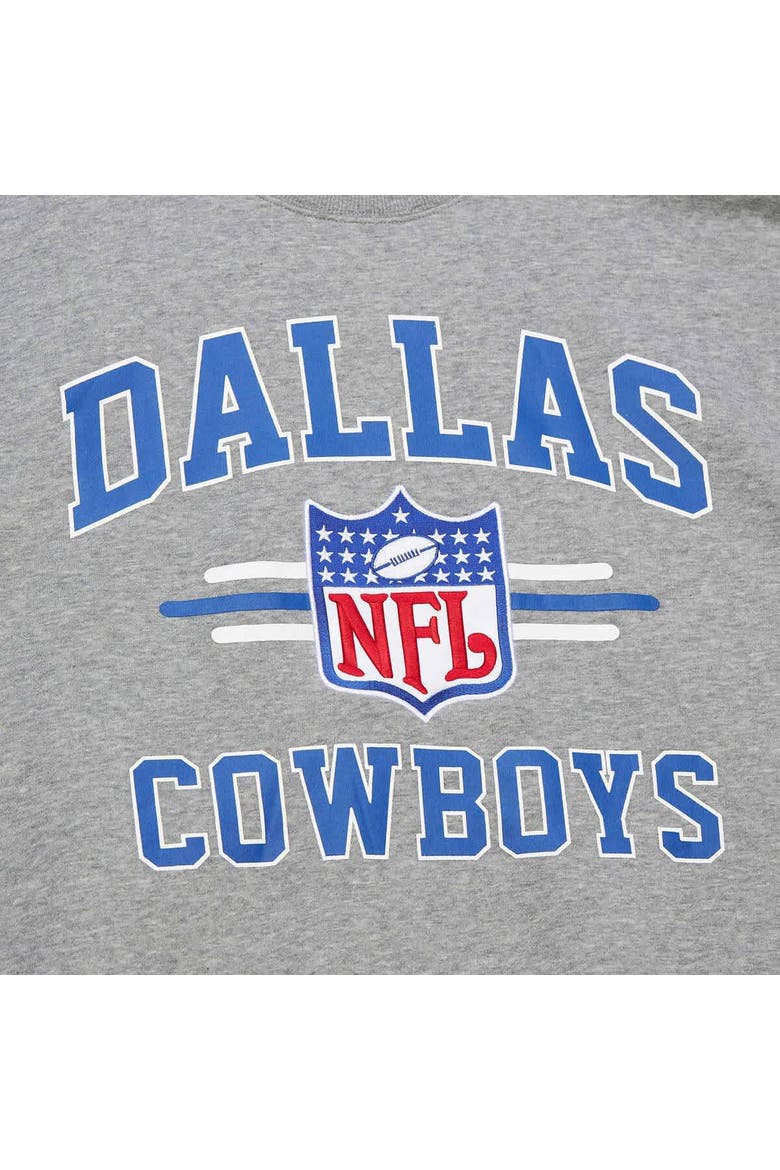 Men's Mitchell & Ness Heather Gray Dallas Cowboys Vintage Logo Pullover Sweatshirt, Alternate, color, Heather Gray