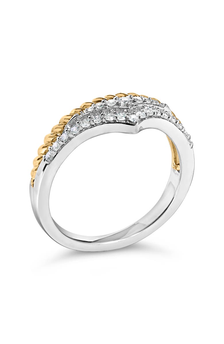 Haus of Brilliance 10K Yellow Gold Plated Sterling Silver 1/4 Cttw Diamond Chevron and Rope Band Ring, Alternate, color, Silver