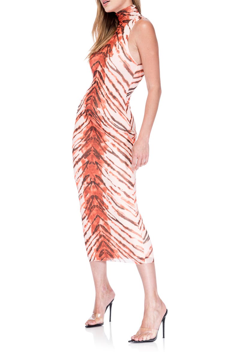 Poste Turtleneck Body-Con Maxi Dress, Alternate, color, PLACEMENT TIGER