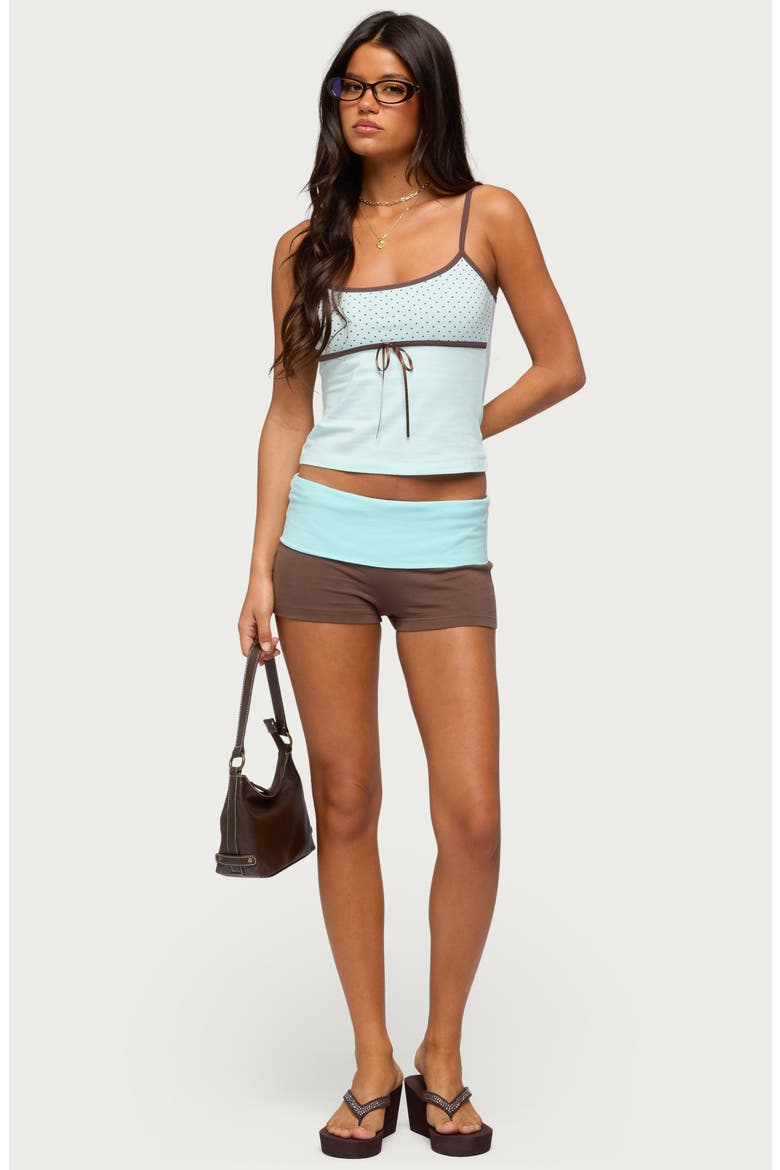 Rhoda Contrast Polka Dot Stretch Cotton Camisole, Alternate, color, TURQUOISE