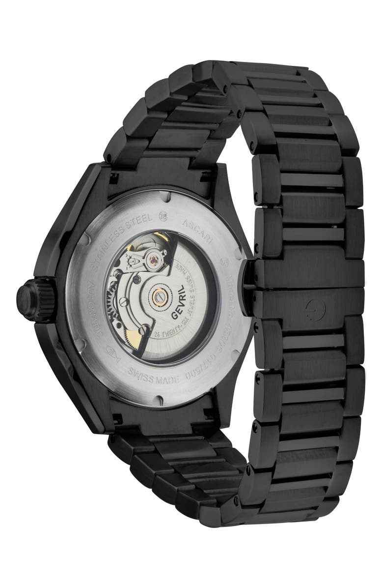 GEVRIL Ascari Swiss Automatic Bracelet Watch, 42mm, Alternate, color, Black