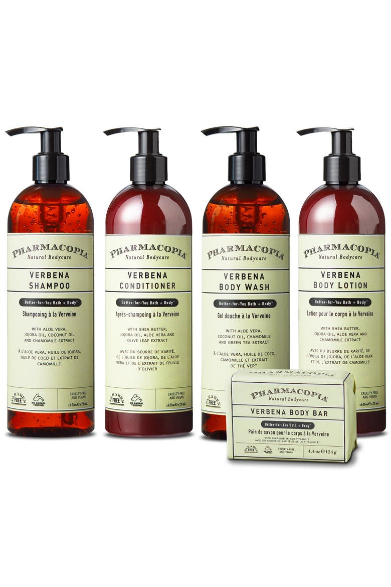 Verbena Luxury Bundle - Shampoo, Conditioner, Body Wash, Body Lotion, Body Bar, Main, color, White