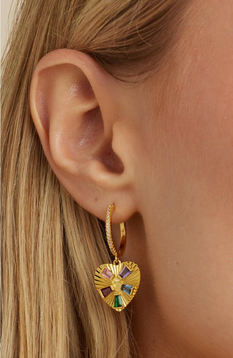 Untamed Petals Sacred Heart Hoops, Alternate, color, Gold