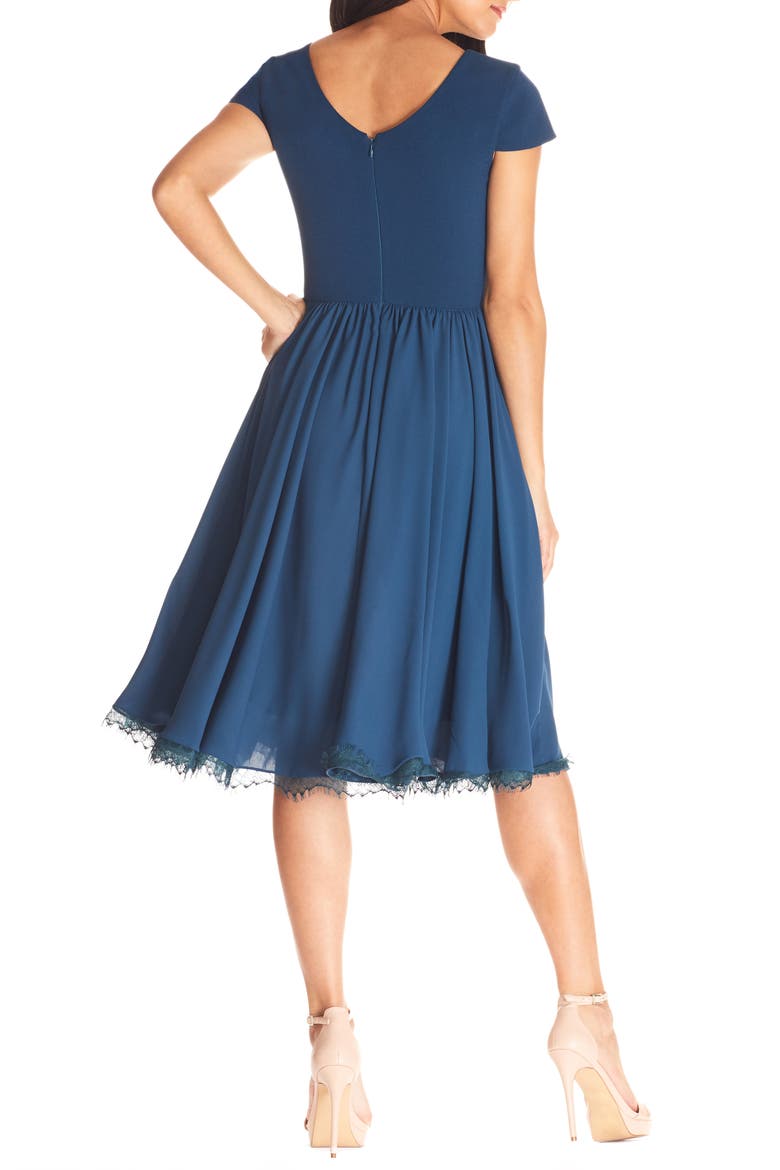 Corey Chiffon Fit & Flare Cocktail Dress, Alternate, color, PEACOCK BLUE