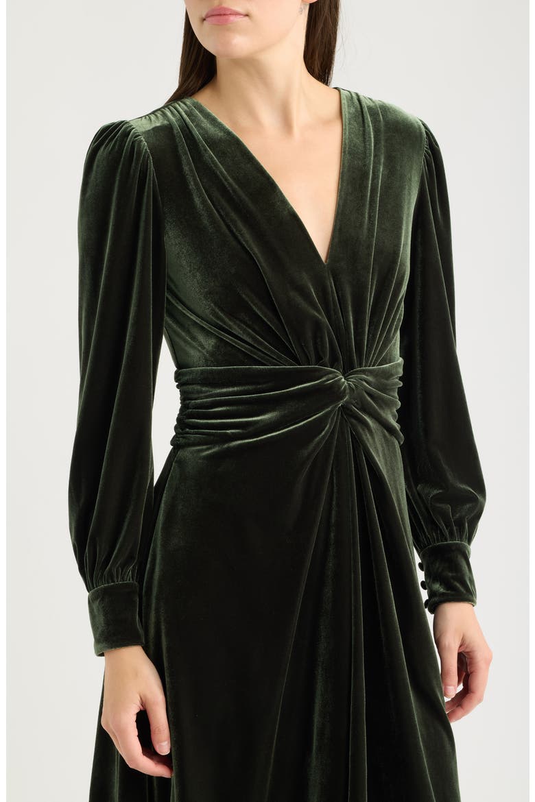 Twist Front Long Sleeve Velvet Dress, Alternate, color, MOS