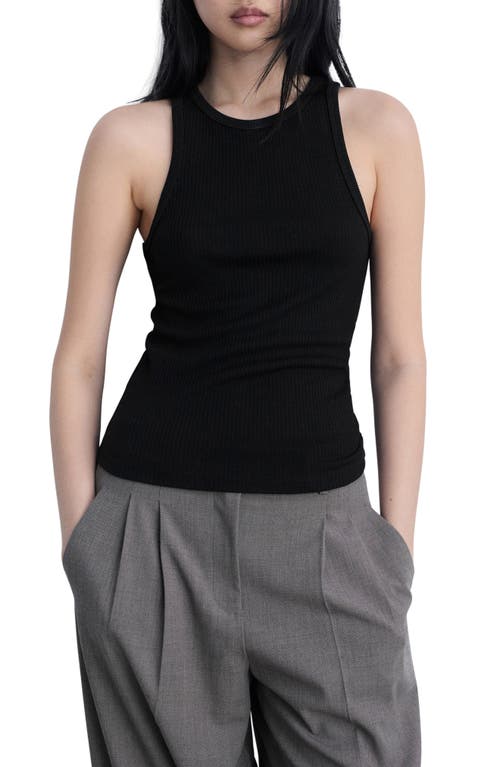 Mango Cotton Midi-dress With Knot Detail Black In Black