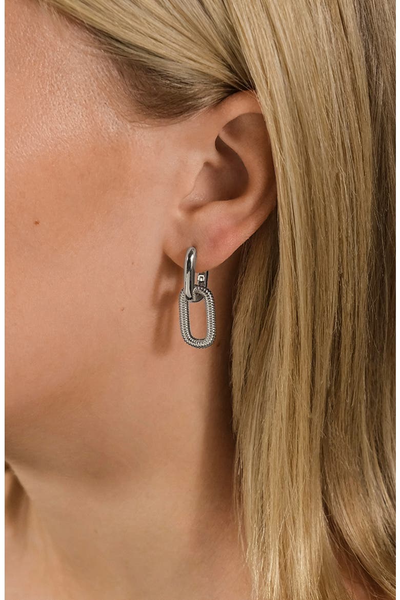 Sable Cubic Zirconia Link Drop Earrings, Alternate, color, SILVER