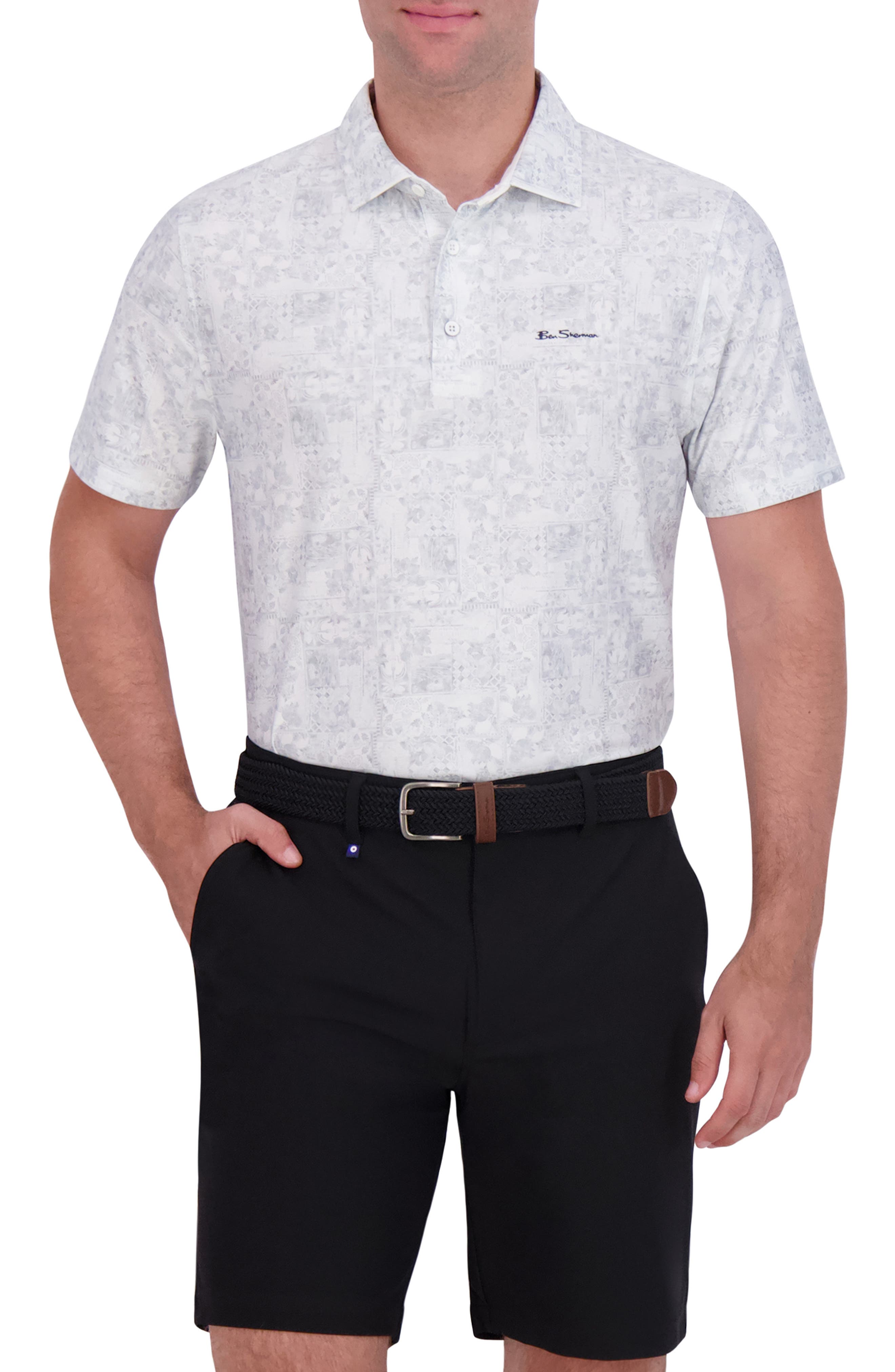 Ben Sherman Collage Print Stretch Tech Polo
