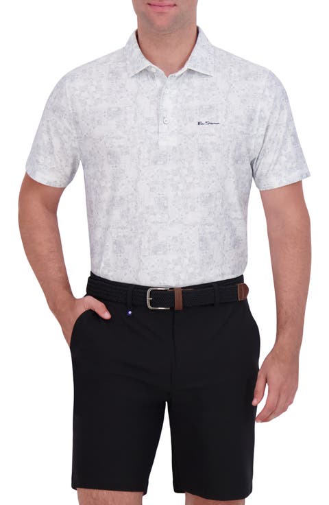 Collage Print Stretch Tech Polo