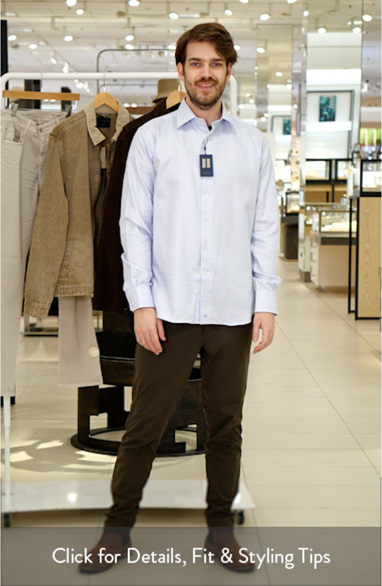 Trim Fit Twill Texture Check Dress Shirt, sales video thumbnail