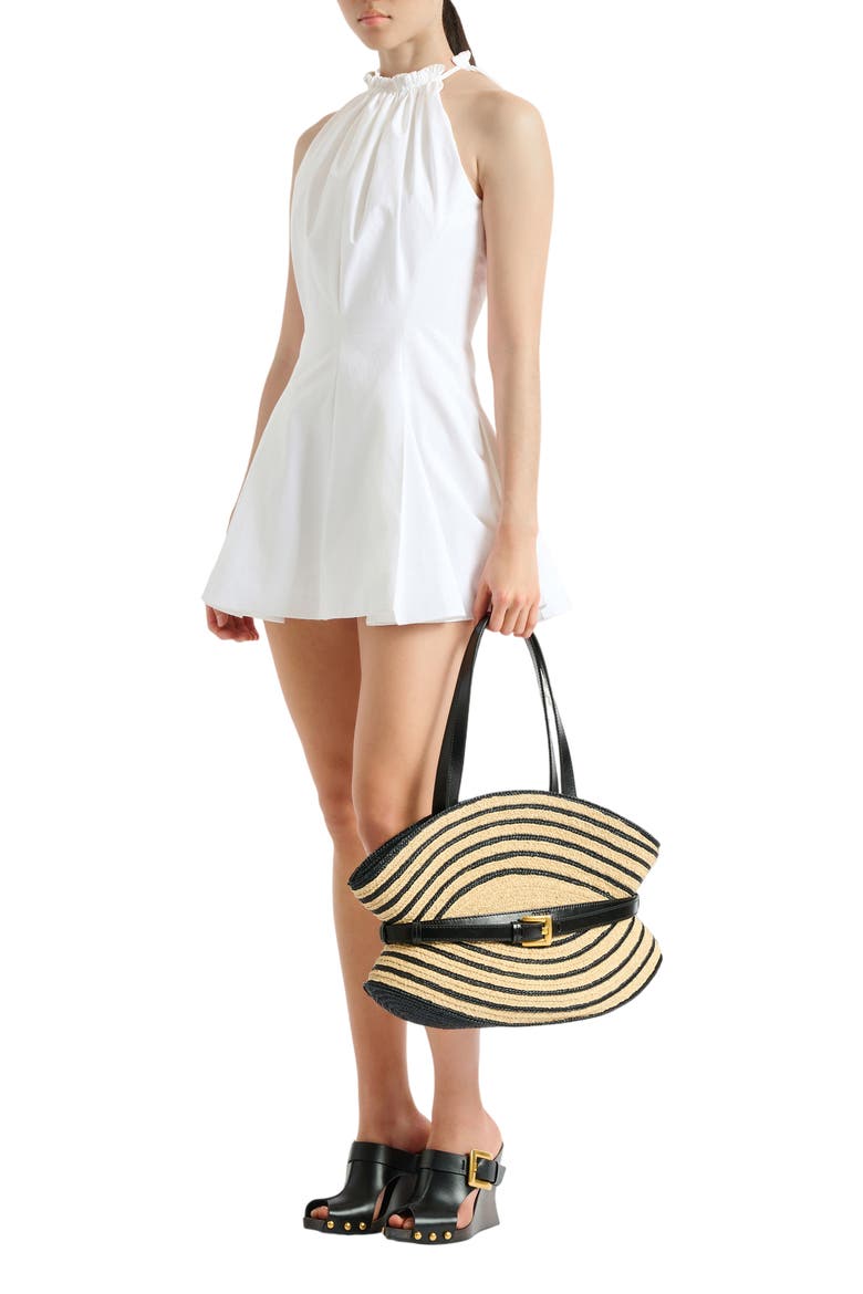 Flared cotton poplin dress, Main, color, white