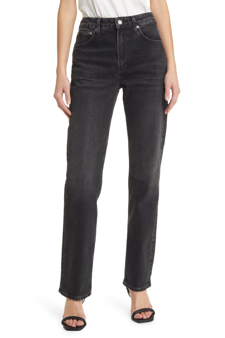 Zurie High Waist Straight Leg Jeans, Main, color, STORMY