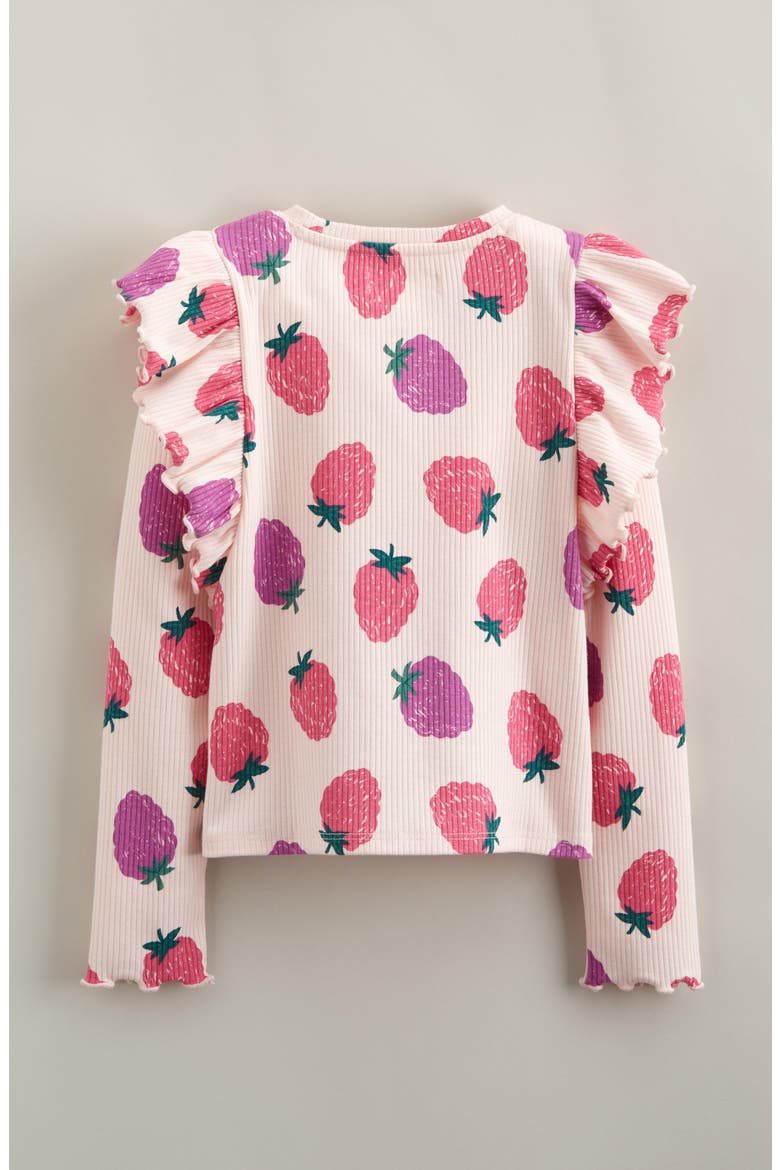 Kids' Ruffle Sleeve Rib Top, Alternate, color, PINK BALM BERRY TOSS