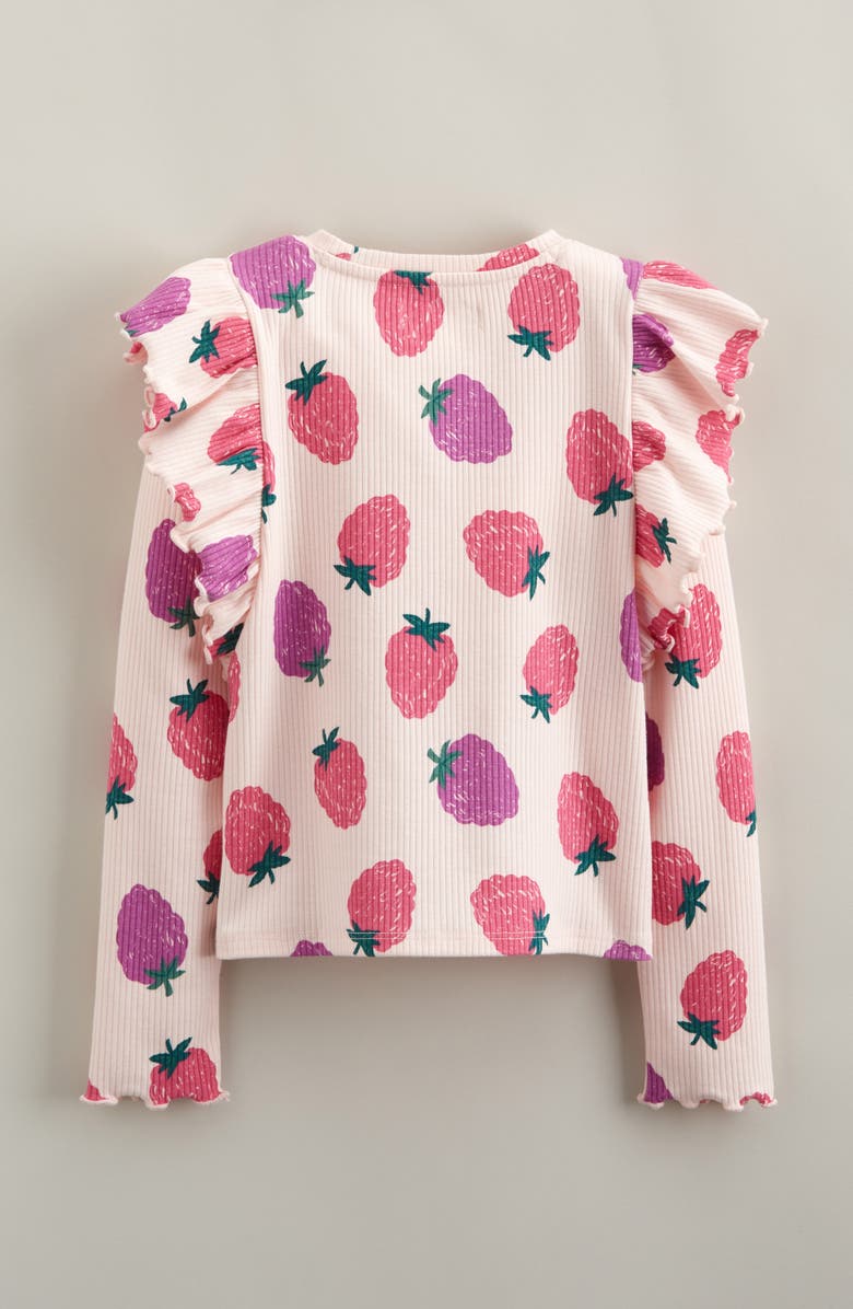 Tucker + Tate Kids' Ruffle Sleeve Rib Top, Alternate, color, Pink Balm Berry Toss