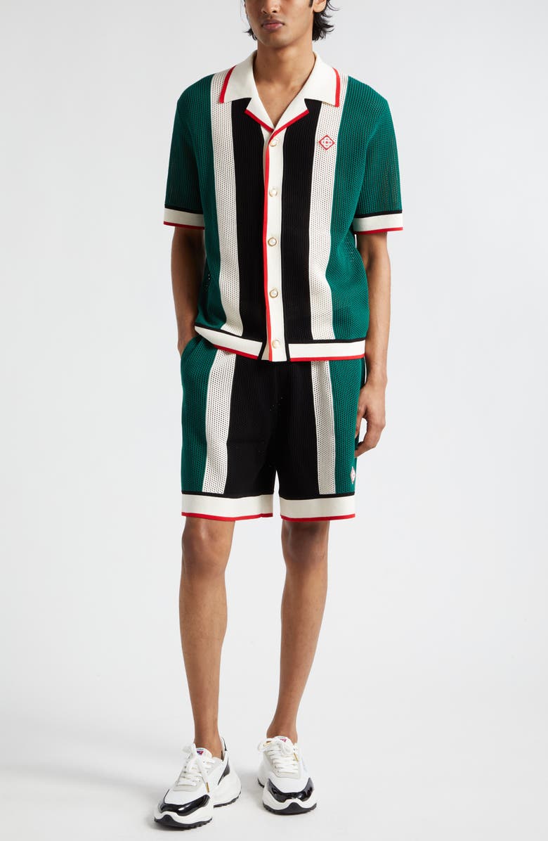 Casablanca Stripe Mesh Camp Shirt, Alternate, color, 