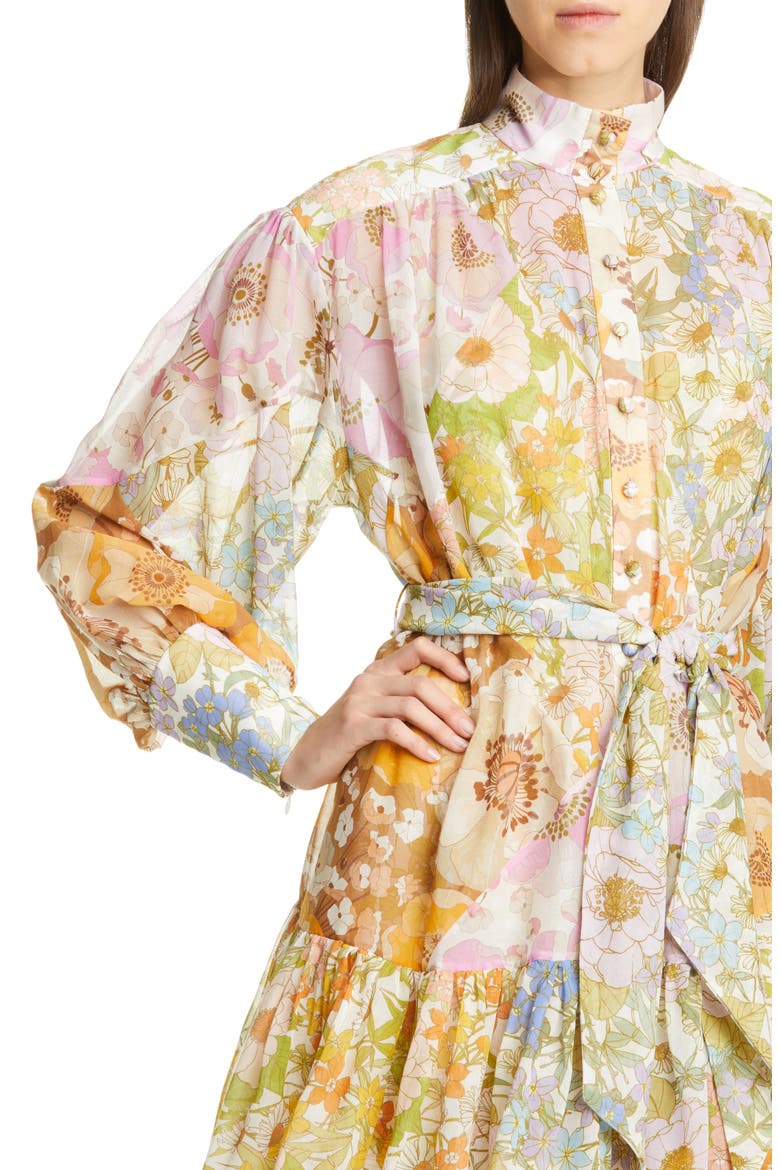 Super Eight Floral Print Long Sleeve Lantern Minidress, Alternate, color, MIXED FLORAL