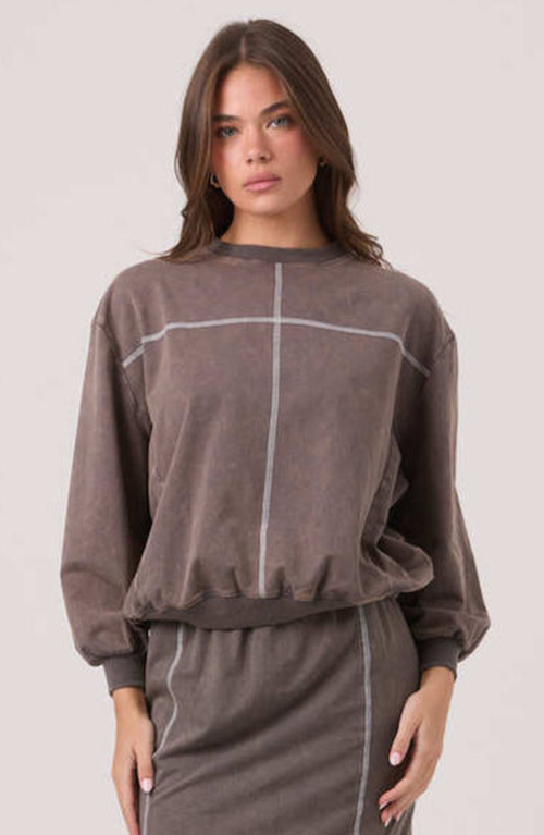 By Tess Collection Ari Sweatshirt In Brown