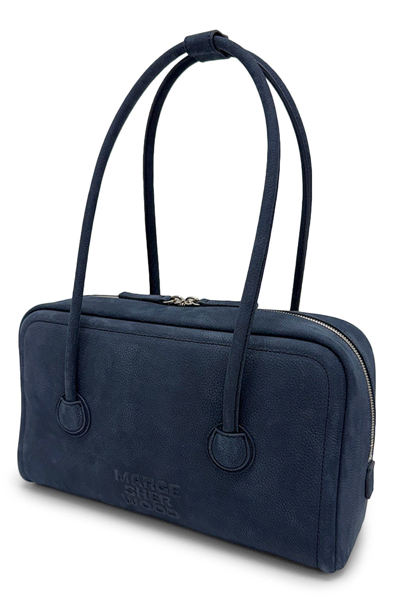 Soft Boston Small Nubuck Leather Shoulder Bag, Alternate, color, INDIGO NUBUCK