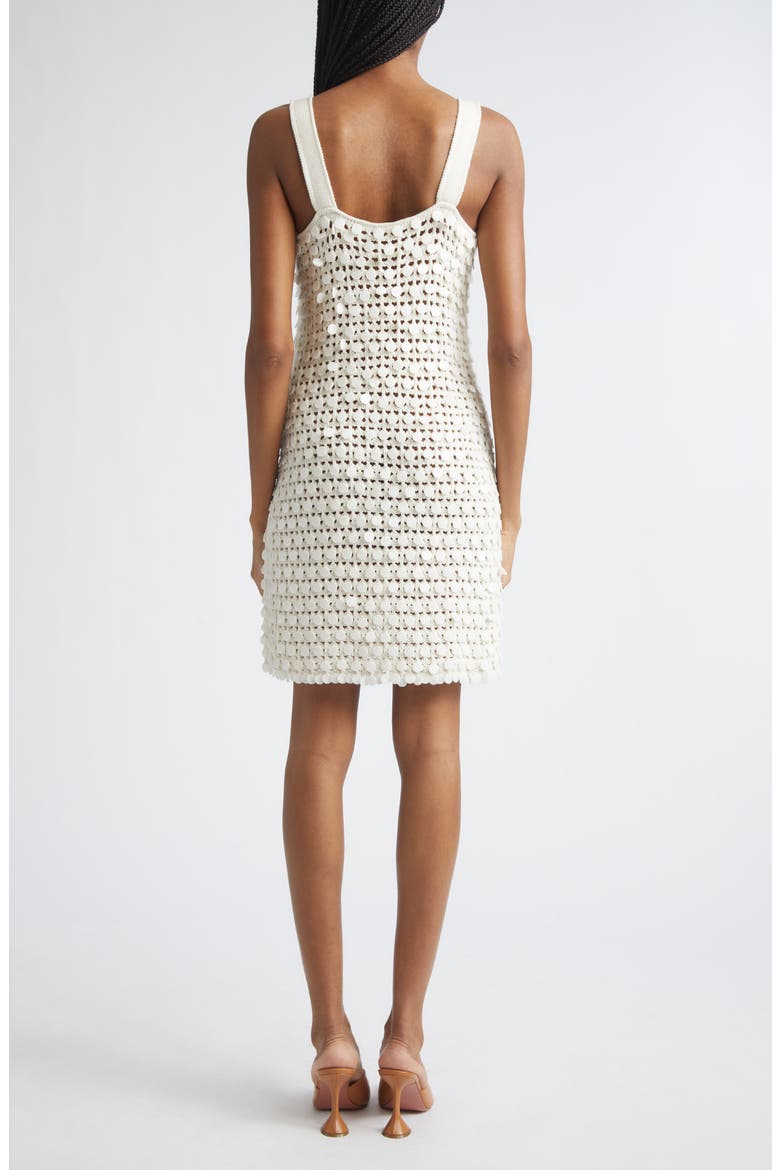Lala Paillette Detail Open Stitch Cotton Minidress, Alternate, color, COCONUT