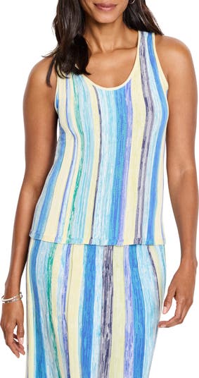 (取寄) ニックゾー レディース コースト クラッシュ ニット タンク NIC+ZOE women Coast Crush Knit Tank Blue Multi Coastline Knit Tank | NIC+ZOE