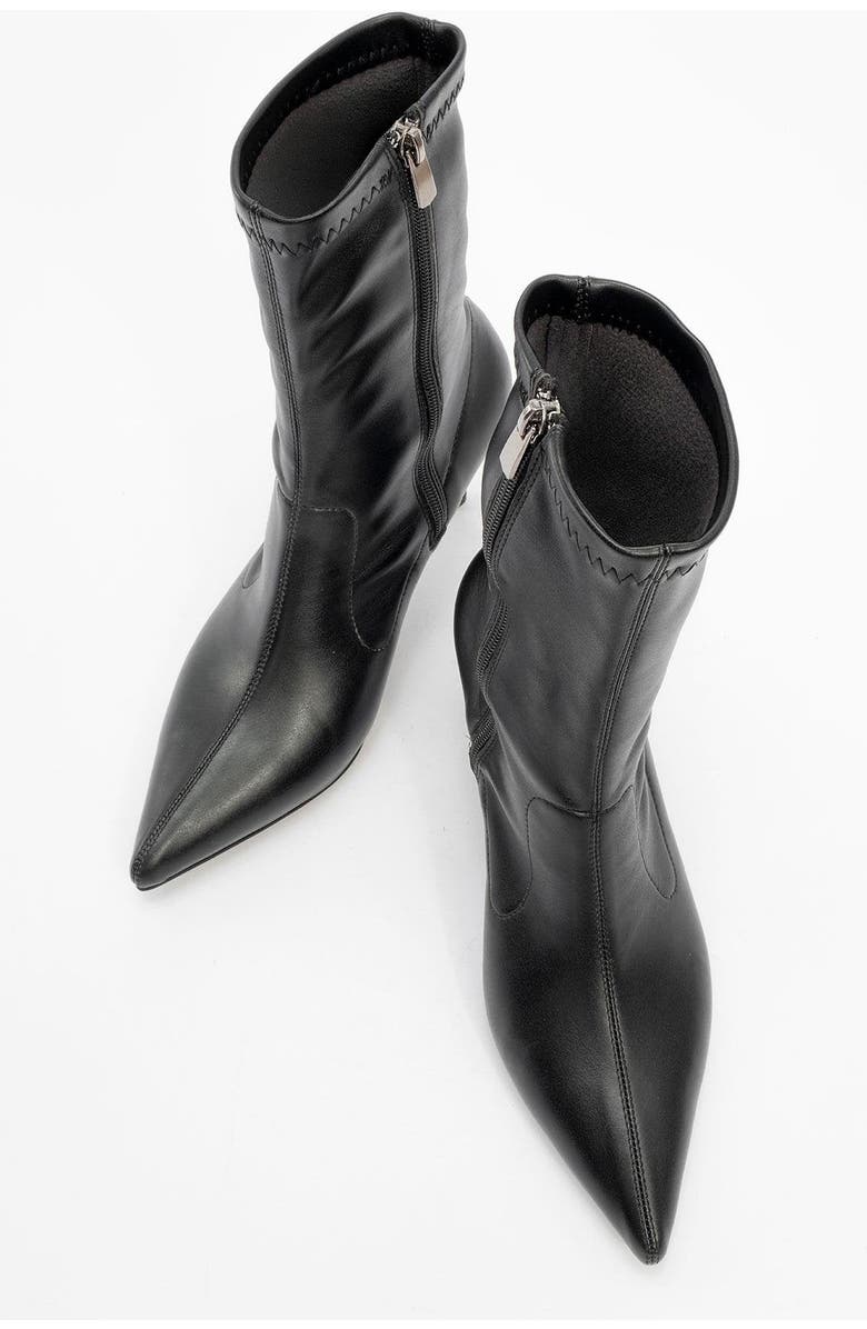 Prologue Shoes Thalin Zip Stiletto Boot, Alternate, color, Black Faux Leather