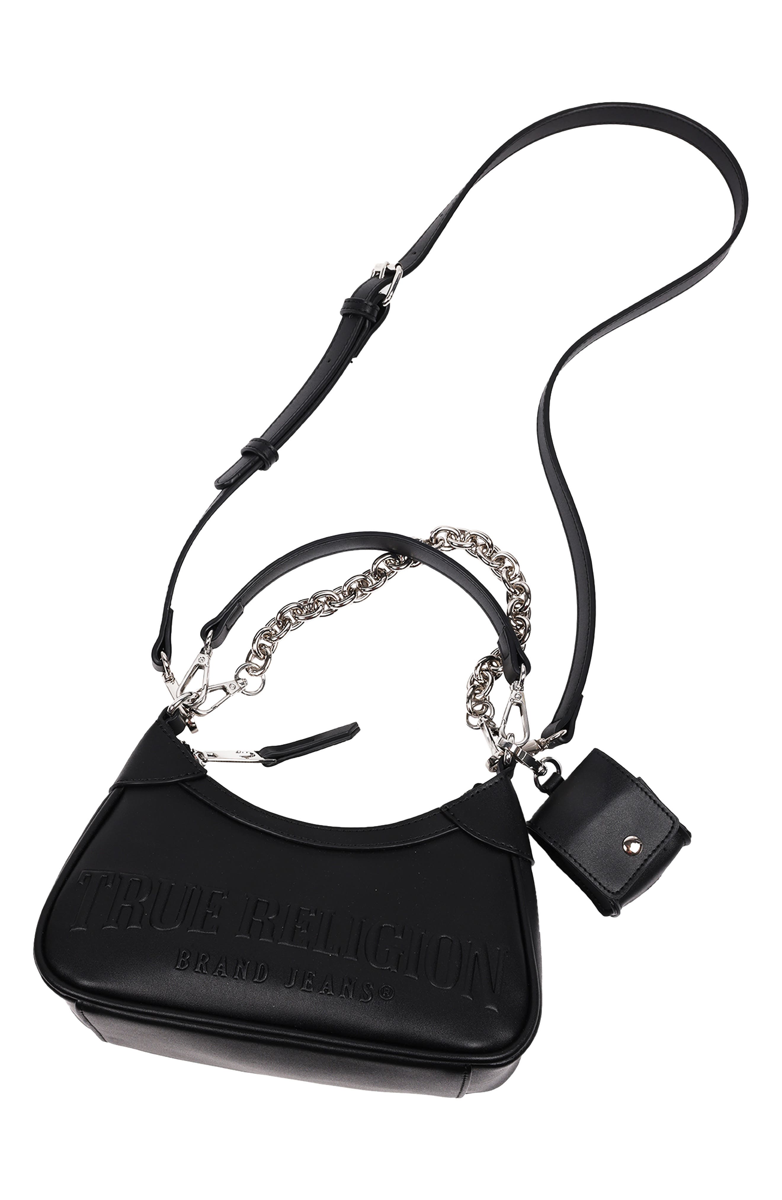 True Religion Punto Logo Zip Shoulder Bag, Alternate, color, 