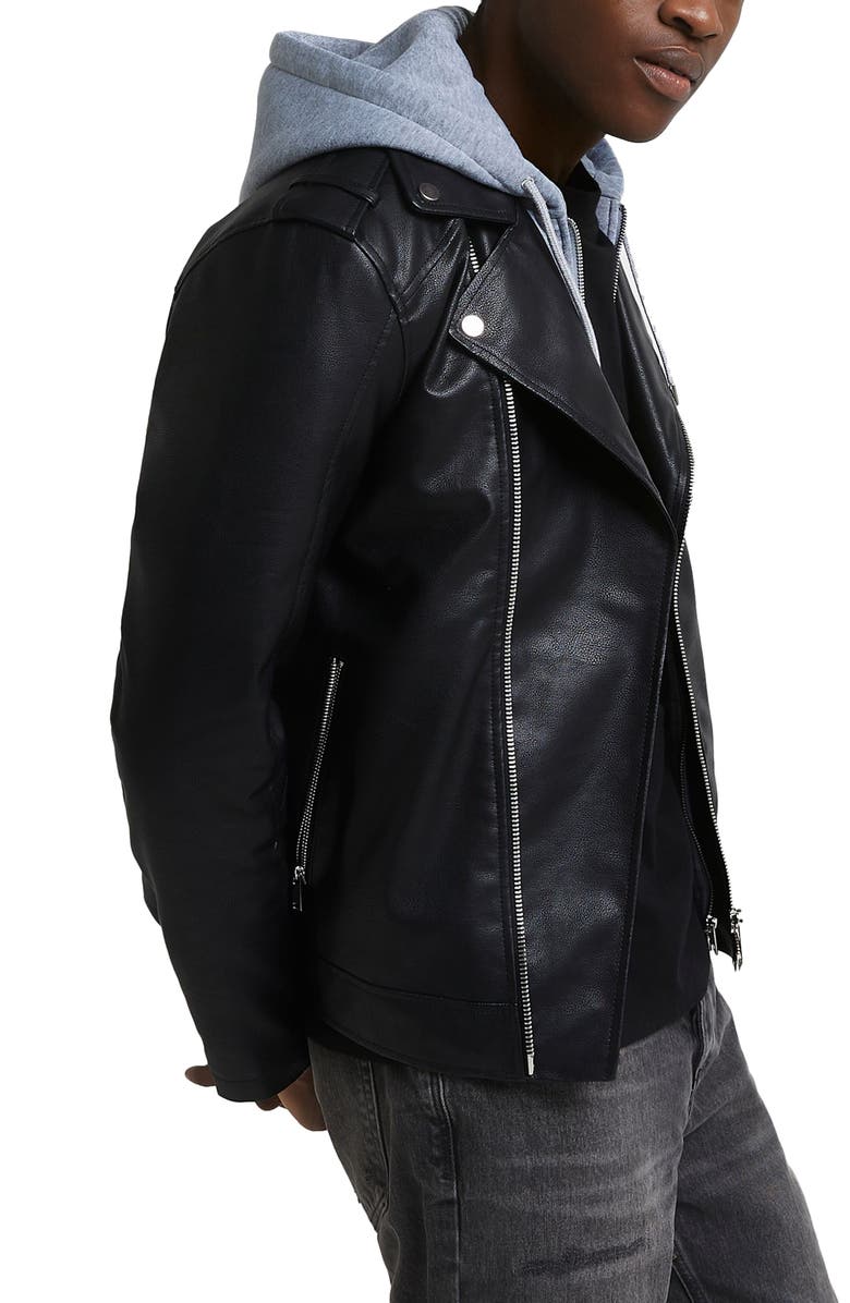 River Island BIKER HYBRID HOODIE INSERT, Alternate, color,