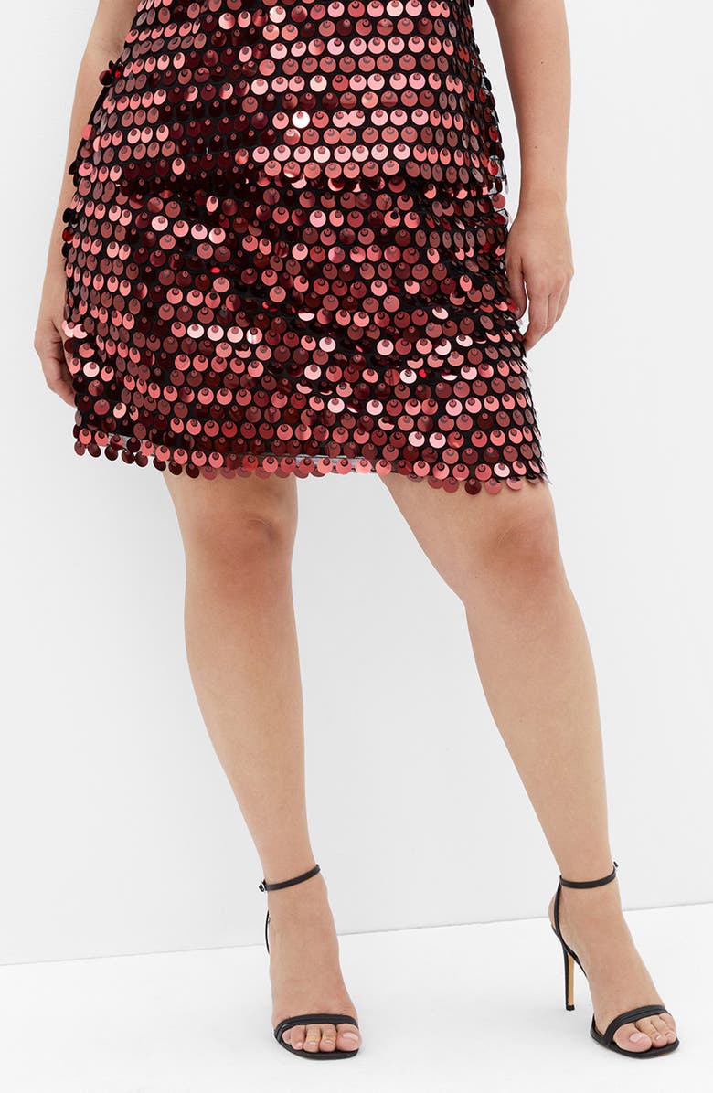 City Chic Disco Paillette Miniskirt, Alternate, color, 