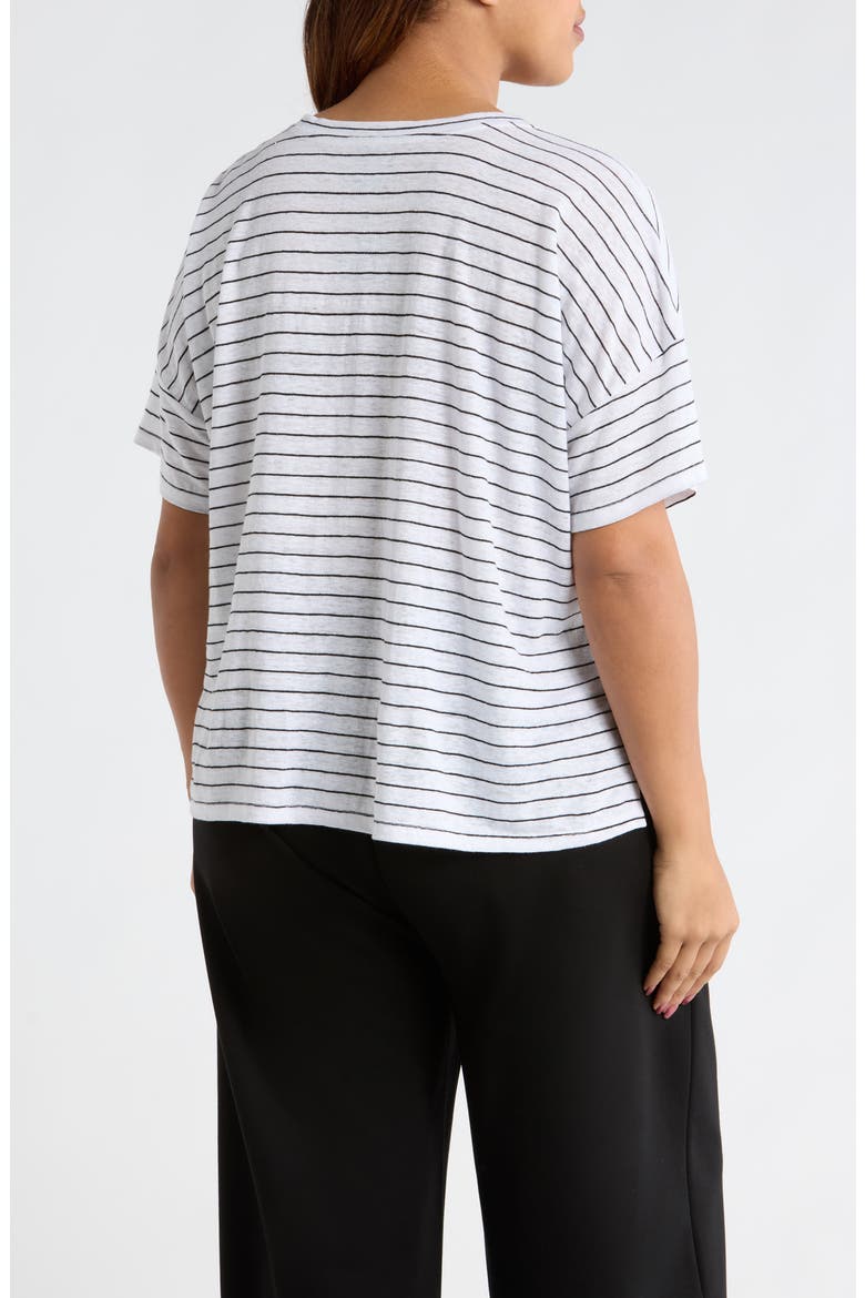 Boxy Organic Linen Slub T-Shirt, Alternate, color, WHITE/ BLACK