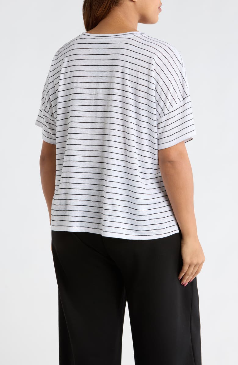 Eileen Fisher Boxy Organic Linen Slub T-Shirt, Alternate, color, White/ Black