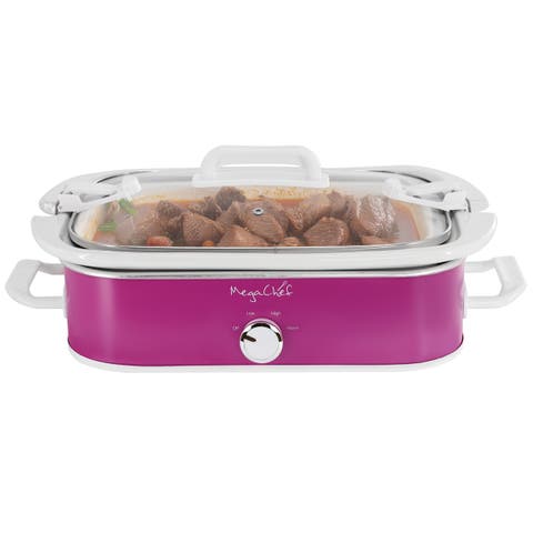 3.5 Quart Casserole Slow Cooker with 3 Temperature Settings in Purple